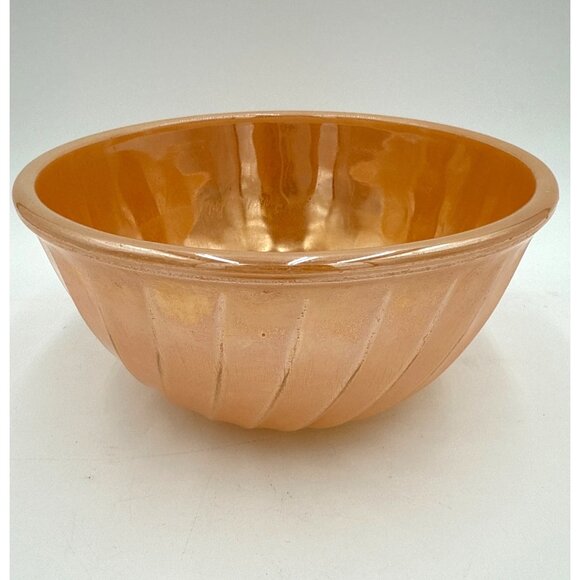 Vtg Fire King Oven Ware 6.75" Peach Orange Luster Swirl Mixing Bowl Made In USA - Picture 1 of 6